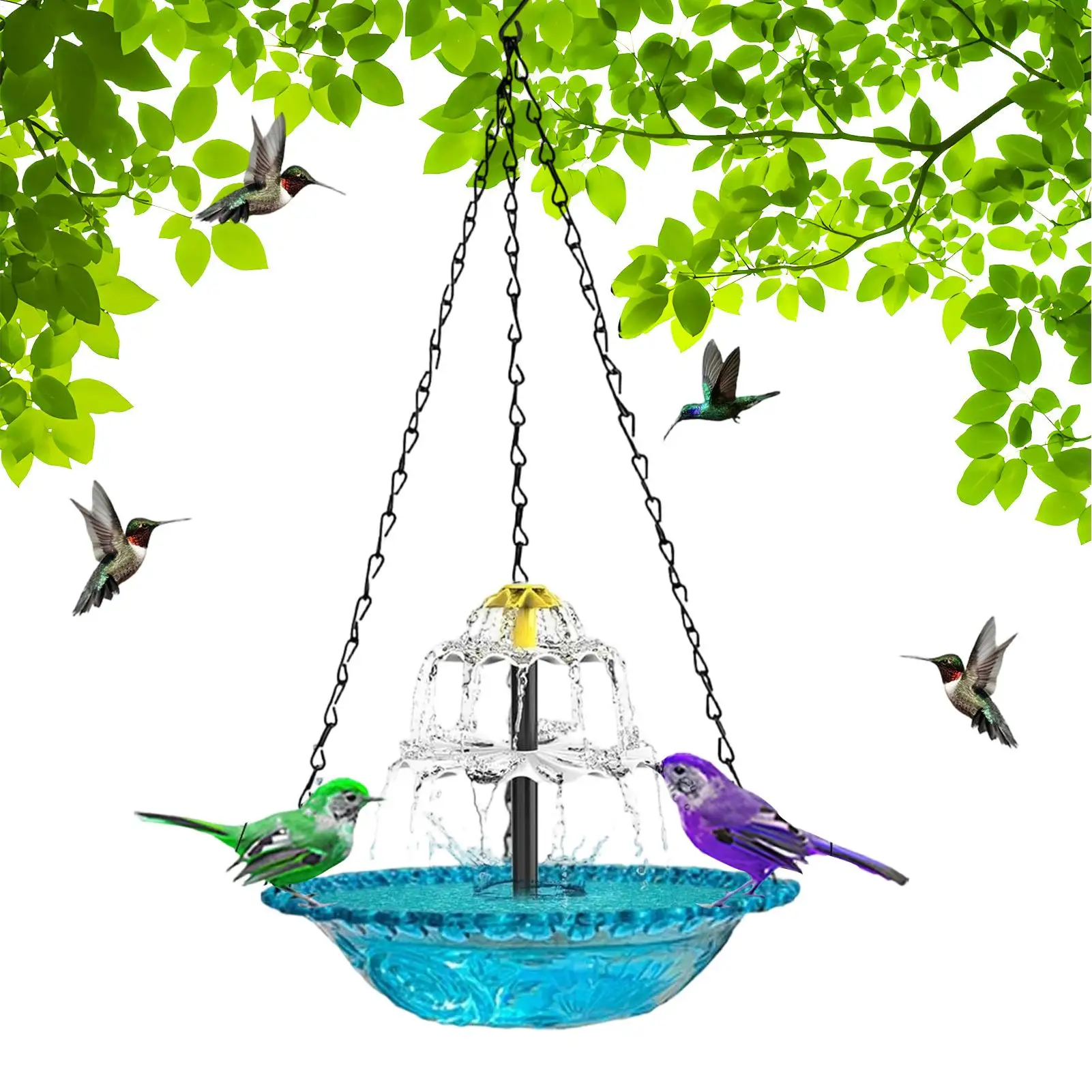 

Solar Bird Bath Fountain Hanging Outdoor Water Pump Powered Hummingbird Birdbath Bowl Patio Garden Yard Decorations