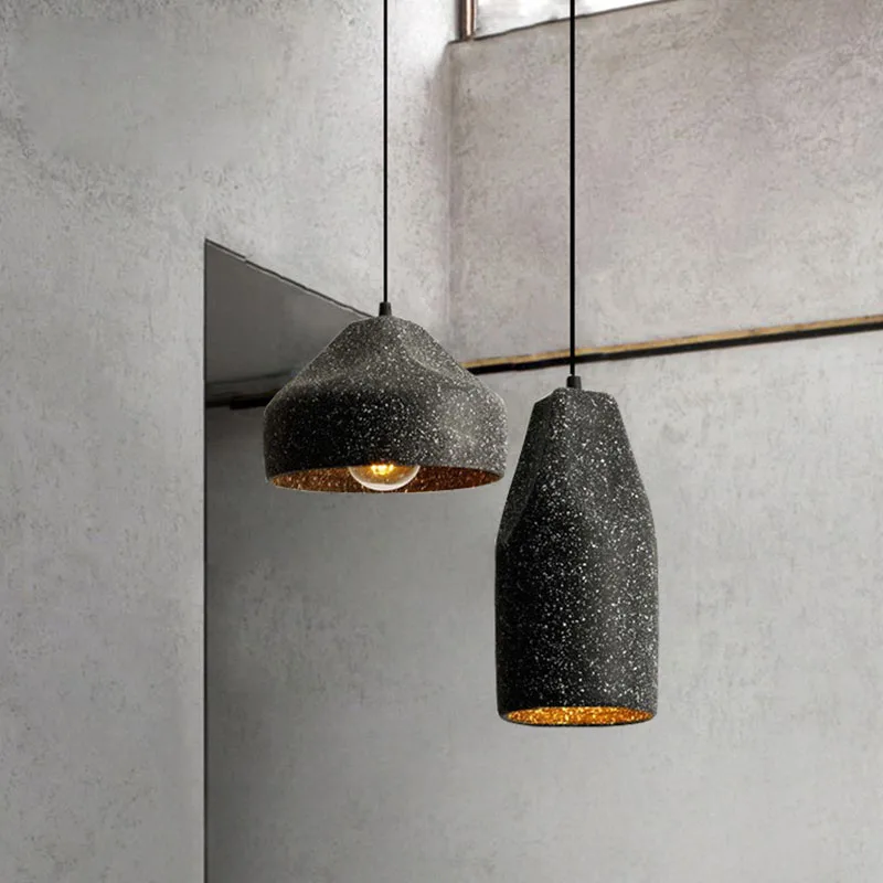 nordic industrial cement led chandelier pendant lamp creative hanging lights para shopping mall e restaurante lampada de pedra para quarto cabeceira cafe 01