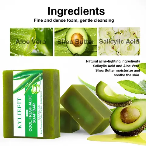 AILKE Aloe Vera Whitening Soap, Remove Acne, Spots, Skin Radiant, Improve Skin Luster, Vegan Bath Wash for All Skin Types, 200g