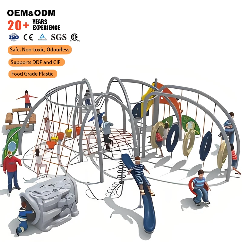 Kids Challenging Outdoor Playground Plastic Climbing Structure For School Use Children's Physical Fitness Training Equipment