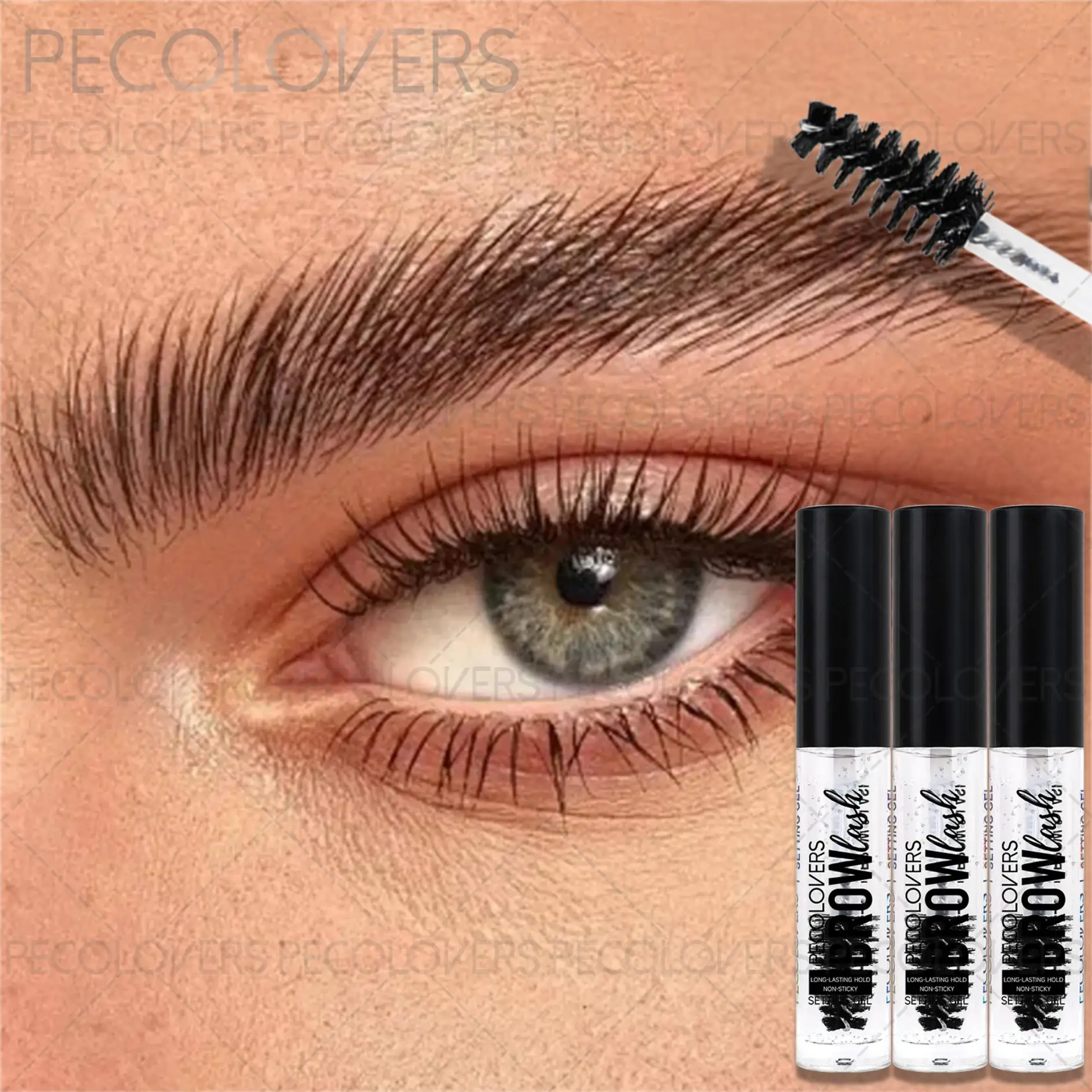 Gel per lo styling delle sopracciglia selvagge 3D da 3 pezzi, finitura naturale, pennello incorporato, gel per lo styling delle sopracciglia a lunga durata, impermeabile, effetti ad asciugatura rapida