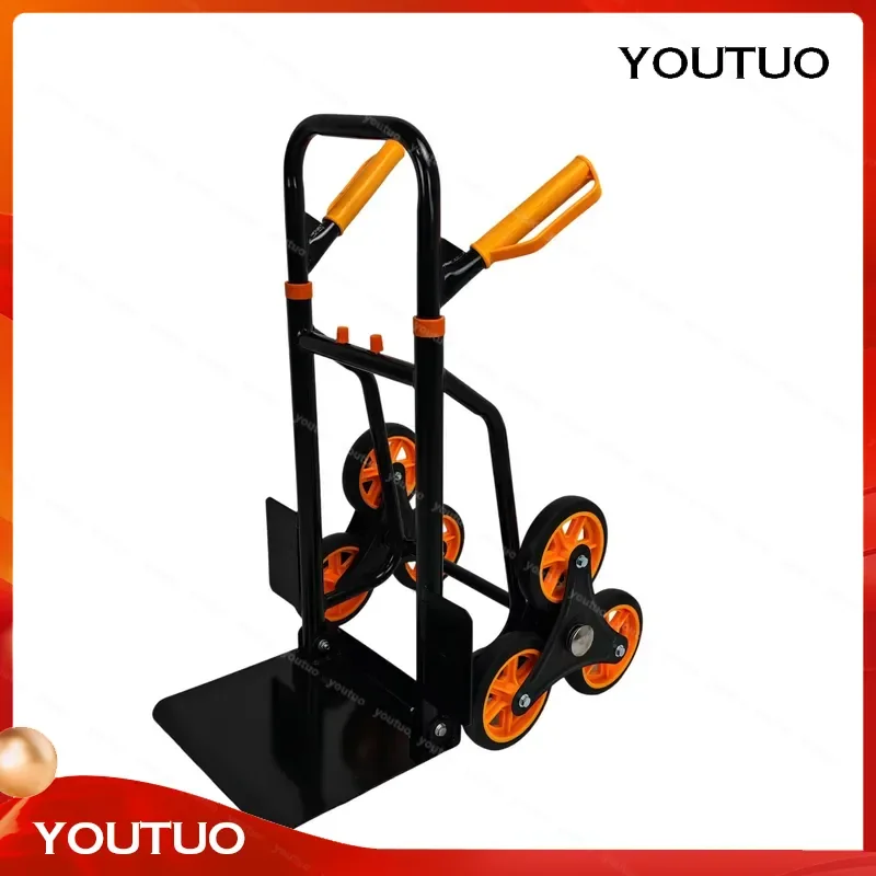6 Wheel Stair Climbing Folding Trolley Cart Industrial Airport Warehouse Transportation Hand Truck for Heavy Duty Moving