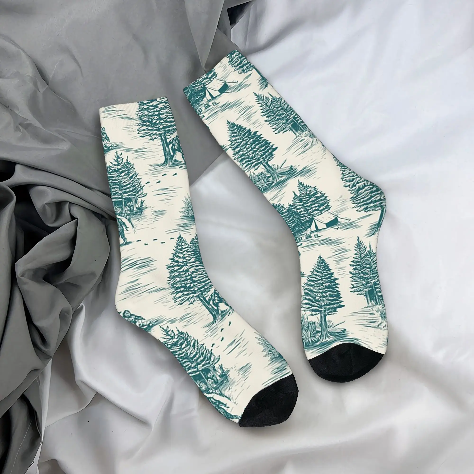 

Носки на все сезоны с узором Toile De Jouy, темно-синие, с рисунком, в стиле Харадзюку, хип-хоп, длинные носки, аксессуары для мужчин и женщин