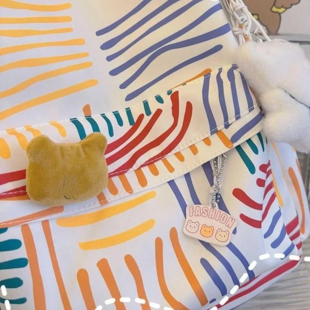 حقيبة مدرسية للكمبيوتر المحمول ذات سعة كبيرة على الطراز الكوري حقيبة ظهر مخططة للكلية مقاومة للماء حقيبة كتف أكسفورد في الهواء الطلق