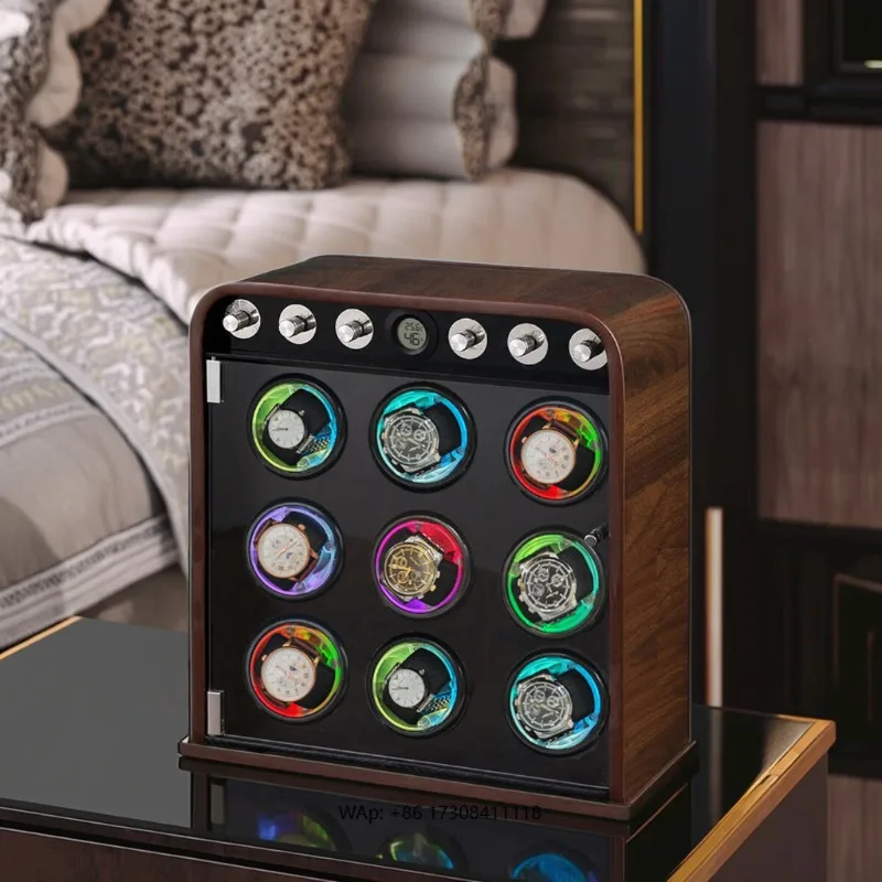 

Роскошный автоматический виндер для 9 часов с ЖК-тачскрином и защитным футляром для хранения