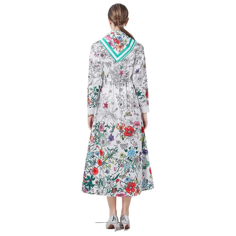 Faionable Vielseitiger langer Irt-Cardigan mit bedrucktem Dr. Schal Damen Winter Thiened Sve A-Linien-Rock Universal Sle