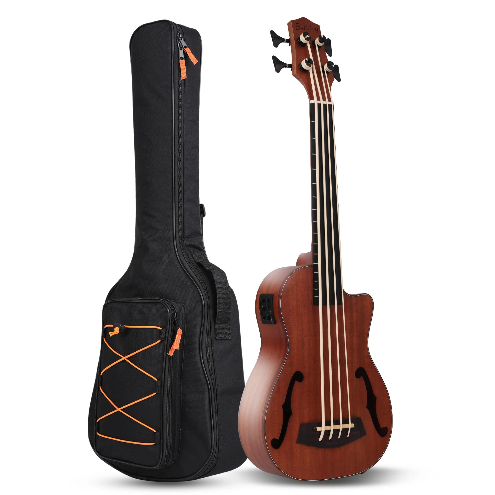 

Batking Ukulele Bass Electric Ubass，30 inch Baritone bass ukulele, Fretted Electric Acoustic Uku bass With Gig Bag