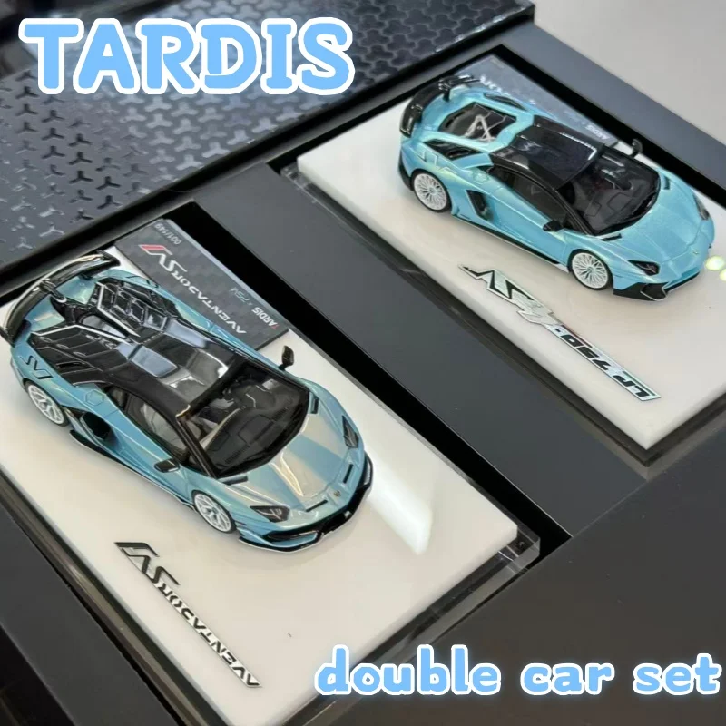 En stock TARDIS 1:64 juego de coches dobles, exposición limitada a Foshan, edición 700 Miura, modelo de coche de resina 750 SV, decoración para adultos