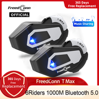 Freedconn Wireless Bluetooth Motorcycle Intercom Helmet Headset Earphone 8 Riders Music FM Waterproof Motor Group Communicator