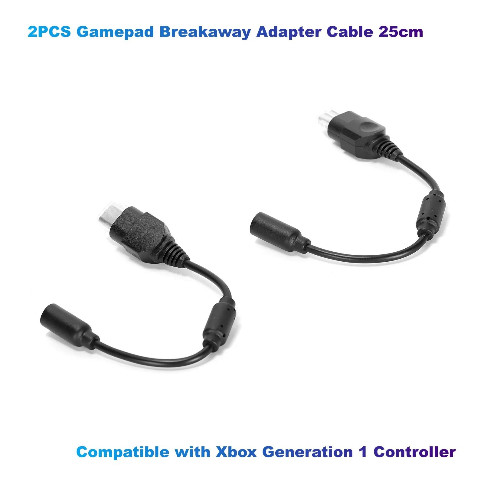 2PCS Gamepad Breakaway Adapter Cable 25cm Compatible with Xbox Generation 1 Controller