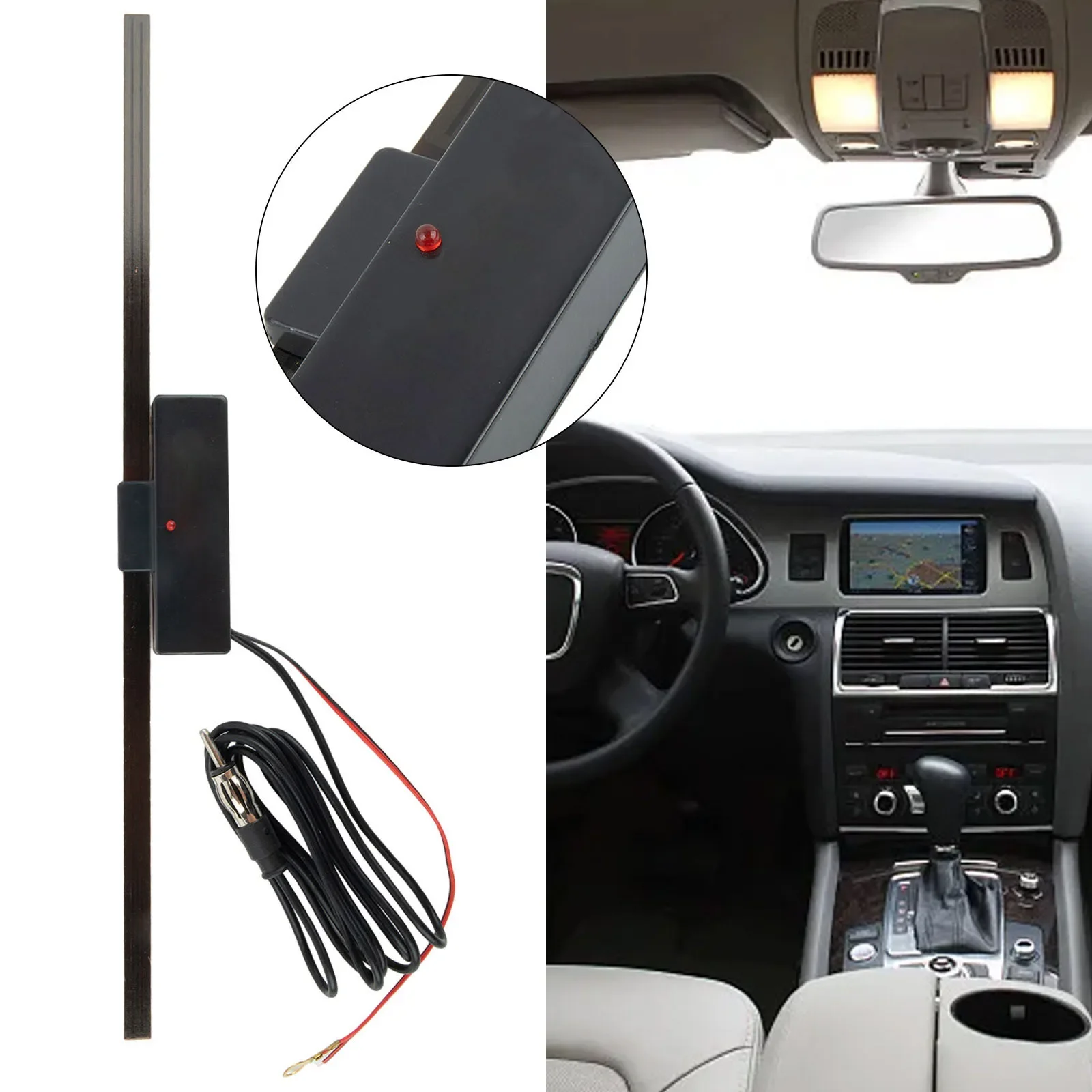 

Car Electronic Radio Antenna Windshield Car AM FM Aerial Radio Antenna Signal Amplifier Booster 12V Universal Antena Booster