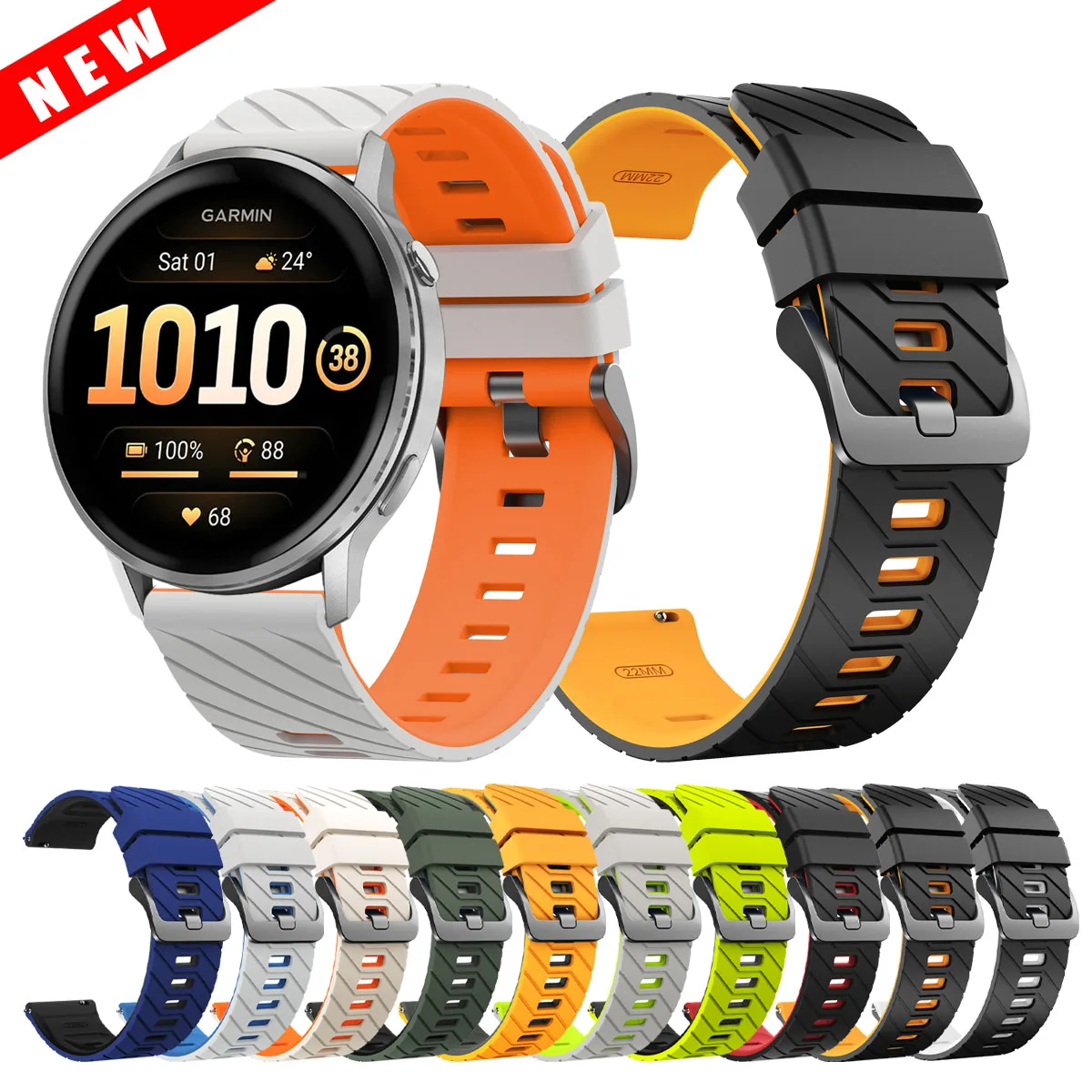 22 mm Silikon-Uhrenarmband für Garmin Forerunner 570 47 mm 265 255 Music/Vivoactive 4/Venu 3 2 Band für Garmin Venu 4 Armbänder