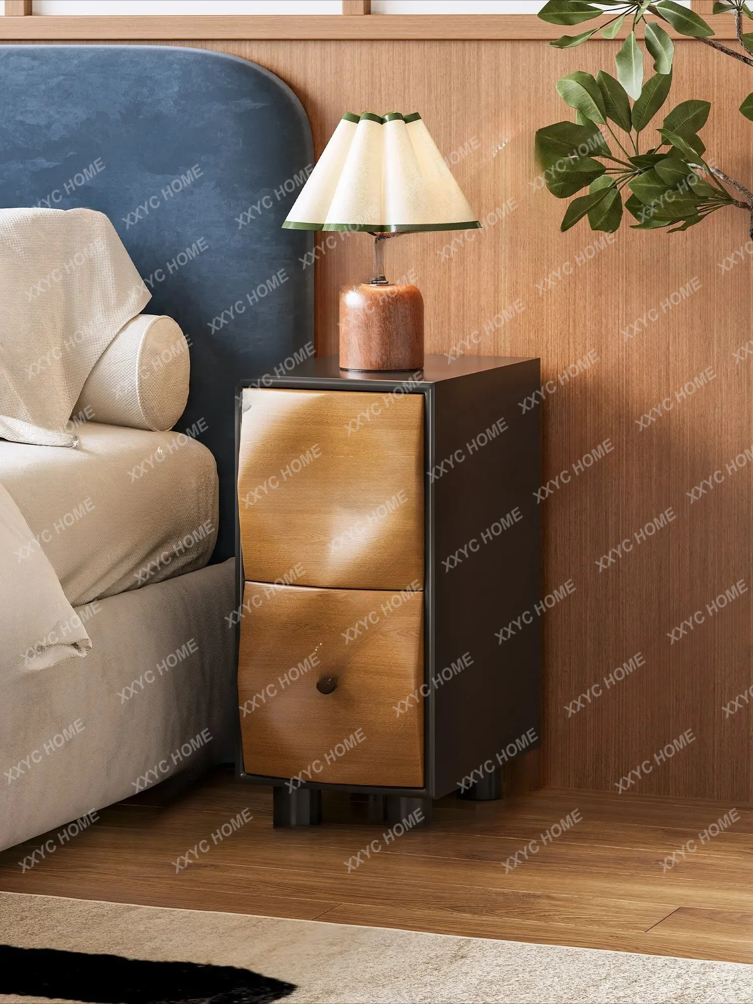 retro old bedside table household bedroom ultra-narrow storage cabinet