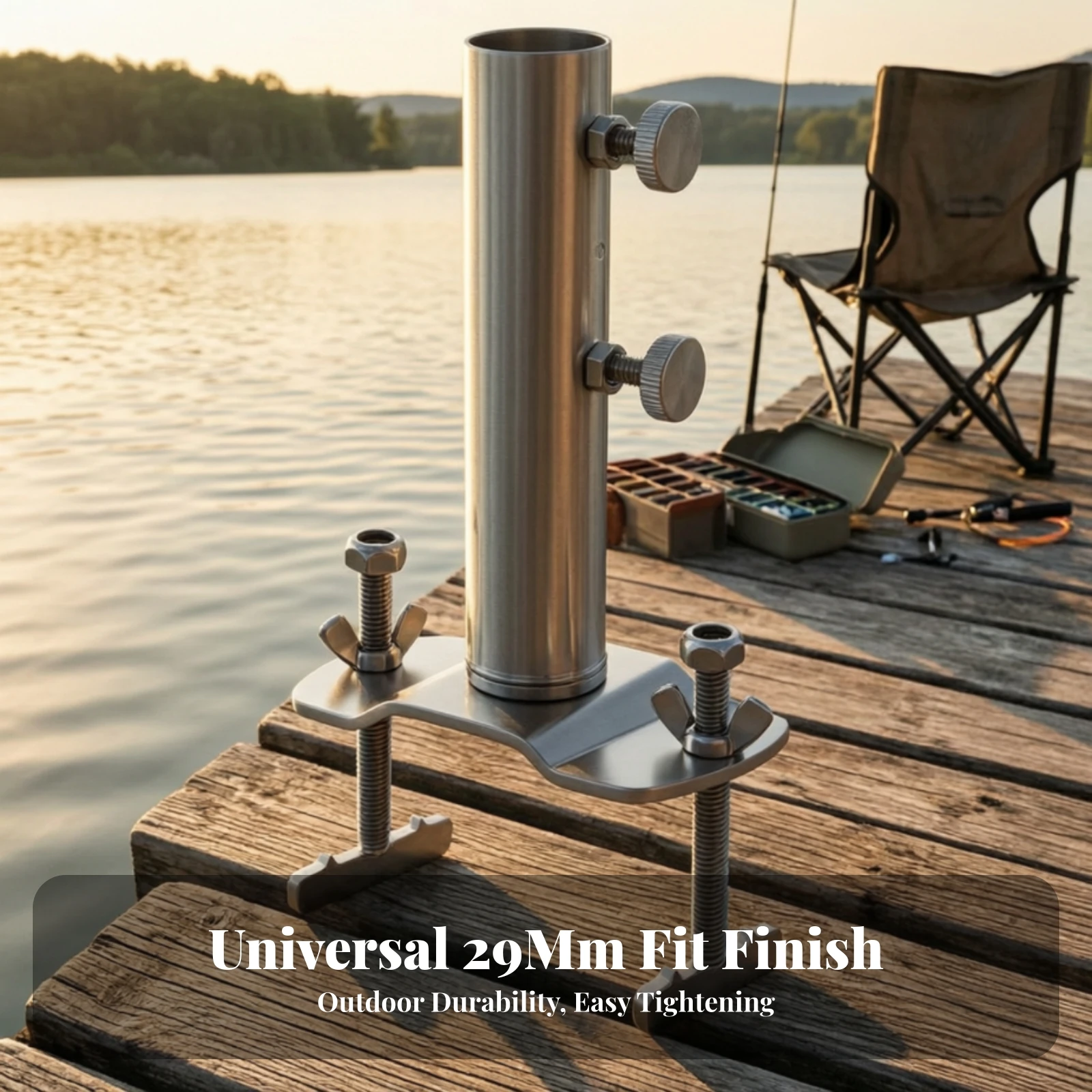 Fishing Umbrella Holder Sturdy Umbrella Holder with Clamp Hardware Waterproof Easy Installation for Anglers, Bridge Board