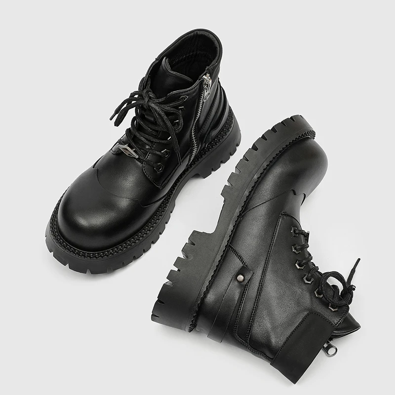 

38-46 Black casual men's boots Luxury designer classic style Work and party Outdoor leisure street Trendy youth quality shoes