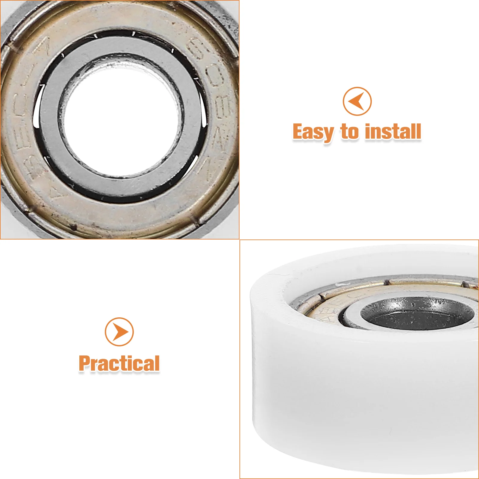 8 PCS 608 Bearing Pulley Wheel 8x26x11 Nylon Stainless Steel Threaded Rod Noise Reduction Drawer Sliding Doors