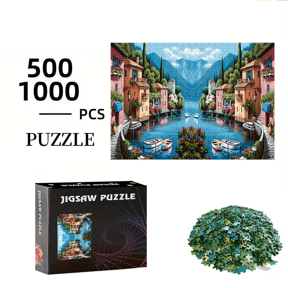 Italienisches Puzzle mit Landschaft am See, Landschaftspuzzle für Erwachsene, intellektuelles Spiel, Heim- und Freizeitdekoration, Puzzle-Spielzeug
