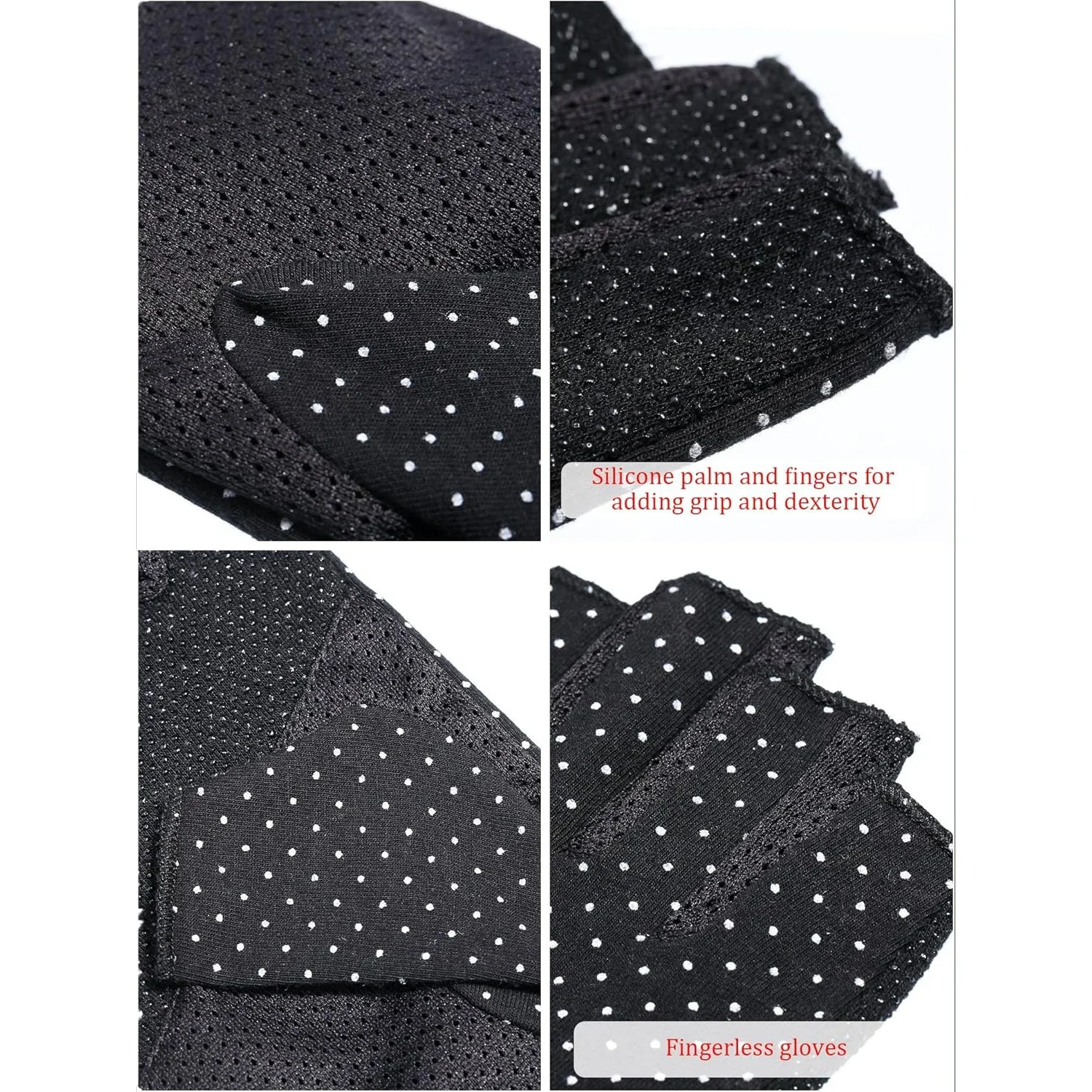 قفازات MuqiNush بدون أصابع غير قابلة للانزلاق للحماية من الأشعة فوق البنفسجية للربيع والصيف للقيادة للنساء للأنشطة الخارجية باللون الأسود والوردي والرمادي