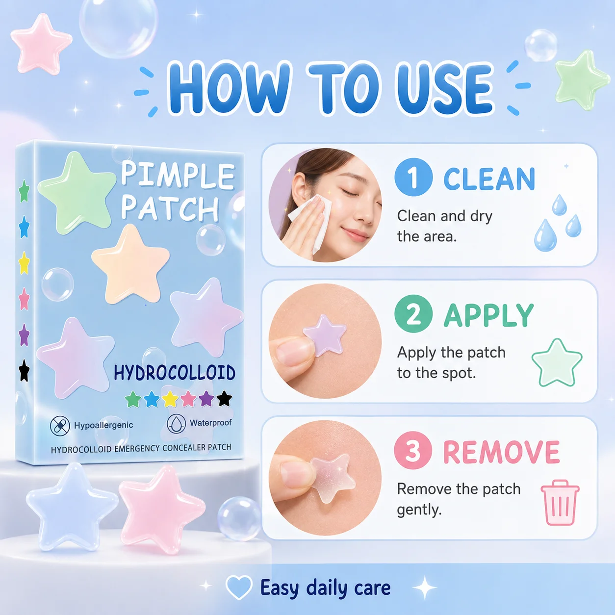 240pcs Star Pimple Patches For Face Hydrocolloid, Absorbing Cover, Tea Tree, Hydrocolloid Acne Patch, Cute Star Pimple Patch