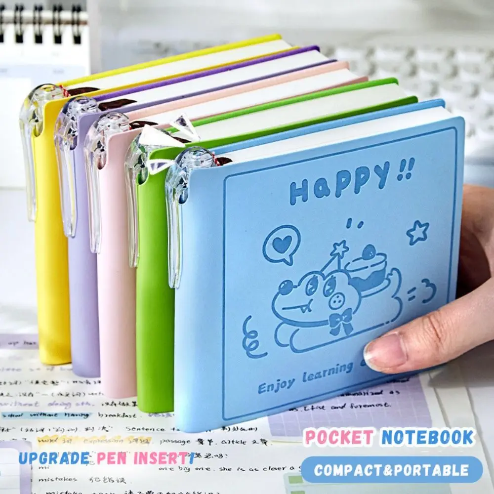 Cartoon PU Pocket Notebook 96Sheets Animal Pattern Mini Notebook Square Horizontal Line Inner Page Memo Pad School Office