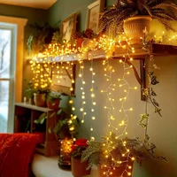 Remote Control USB Firecracker LED Lights with 50-200LED Silver Wire String Fairy Lamp for Bedroom Party Wedding Christmas Decor 2