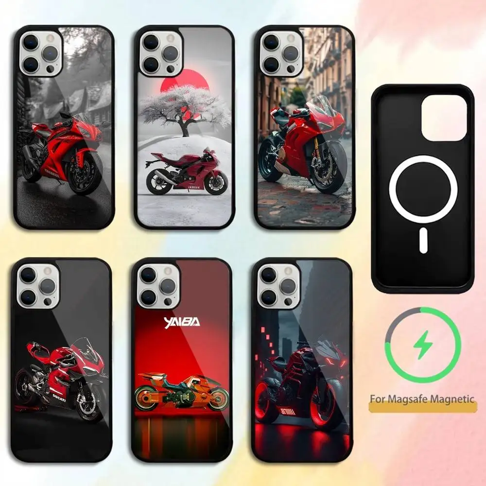 

Red Motorcycle Phone Case For iPhone 14,16,15,13,17,12,Plus,Pro,Max Magnetic For Magsafe Frosted Cover