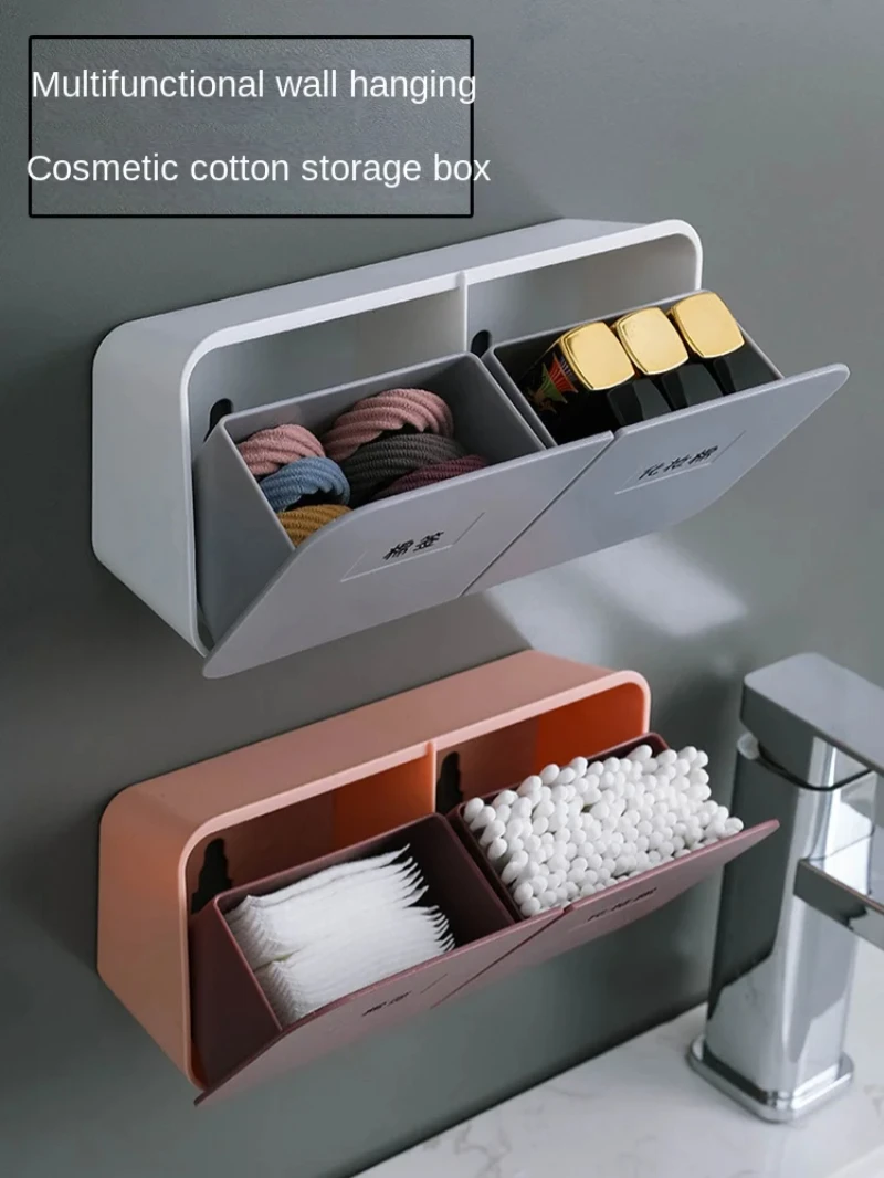 

Storage Box Wall Mounted Swab Box Clamshell Small Box for Makeup Remover Cotton Plastic Cotton Stick Cotton Sheet Organizer Boxs