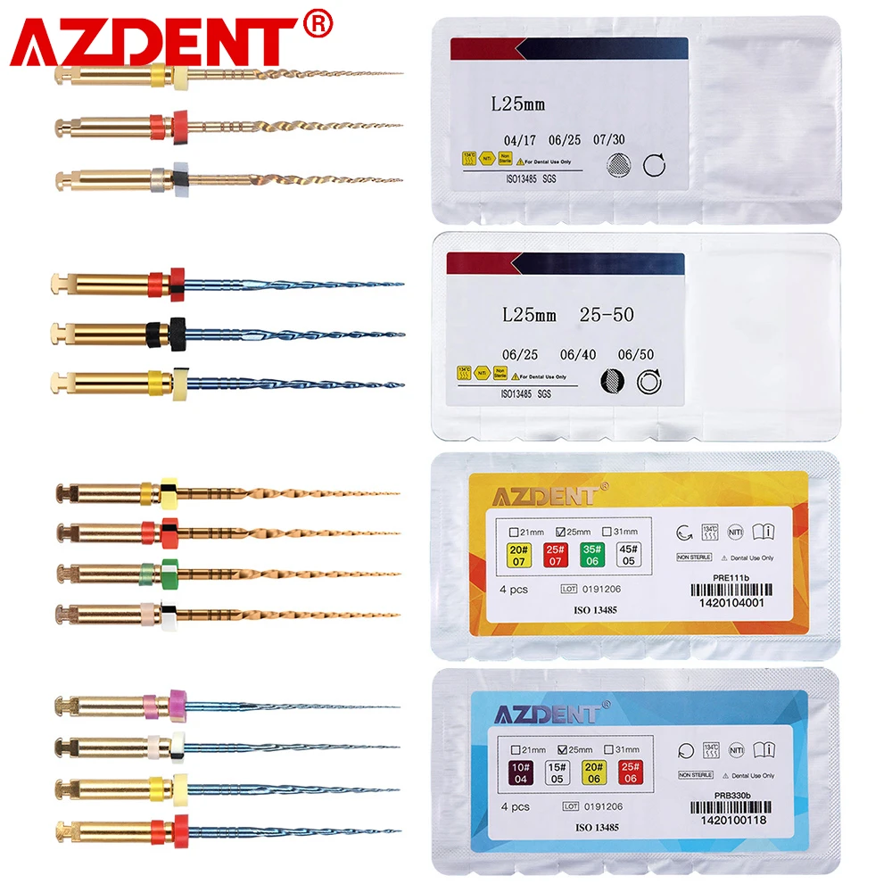 AZDENT Dental Endodontic Root Canal Niti Files 25mm Engine Use Reciprocating Endo Root Canal Rotary Files Dentistry Instruments