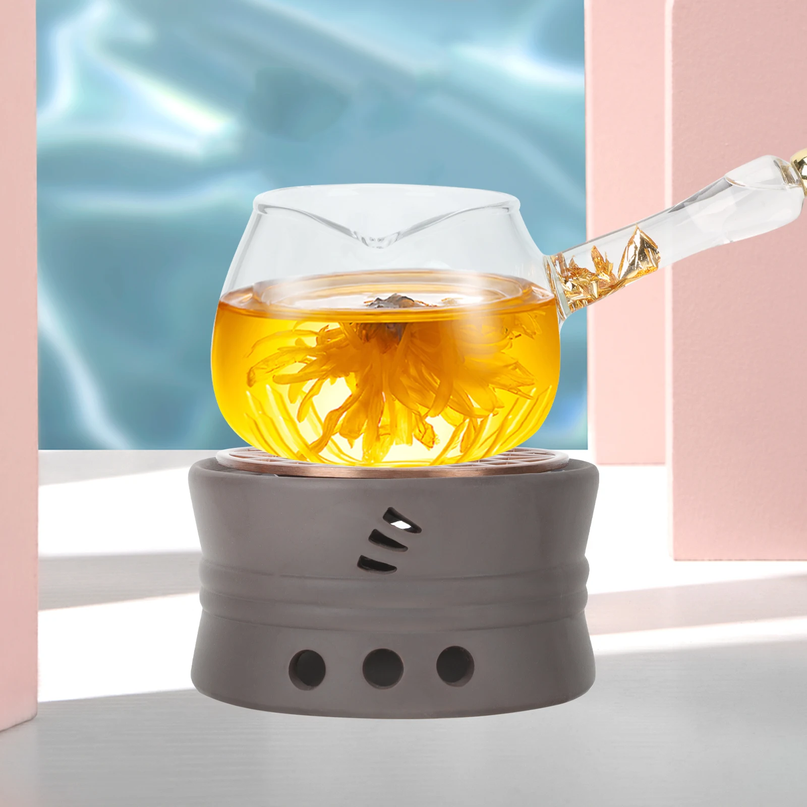 

1Set Modern Ceramic Hollow Tea Warmer Japanese Inspired Teapot Heater for Desktop Decoration Warm Tea Efficiently