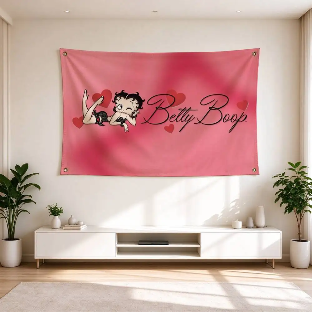 B-Betty Boop Chibi Retro  Flags Wall Hanging Tapestry Outdoor Garage Room Decorative flag Background Blanket