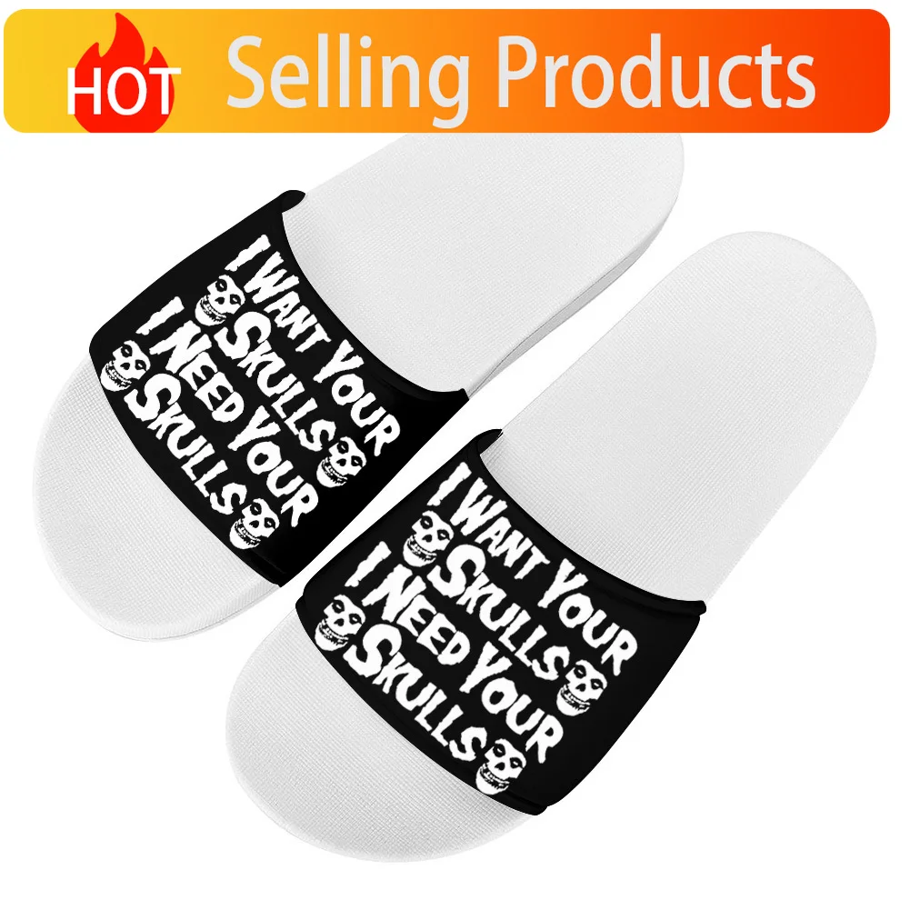 Misfits Skull Shoes Flip Flops Home Slipper Mens Women Teenager Family Slippers Bathroom Pool Casual Sandals Custom