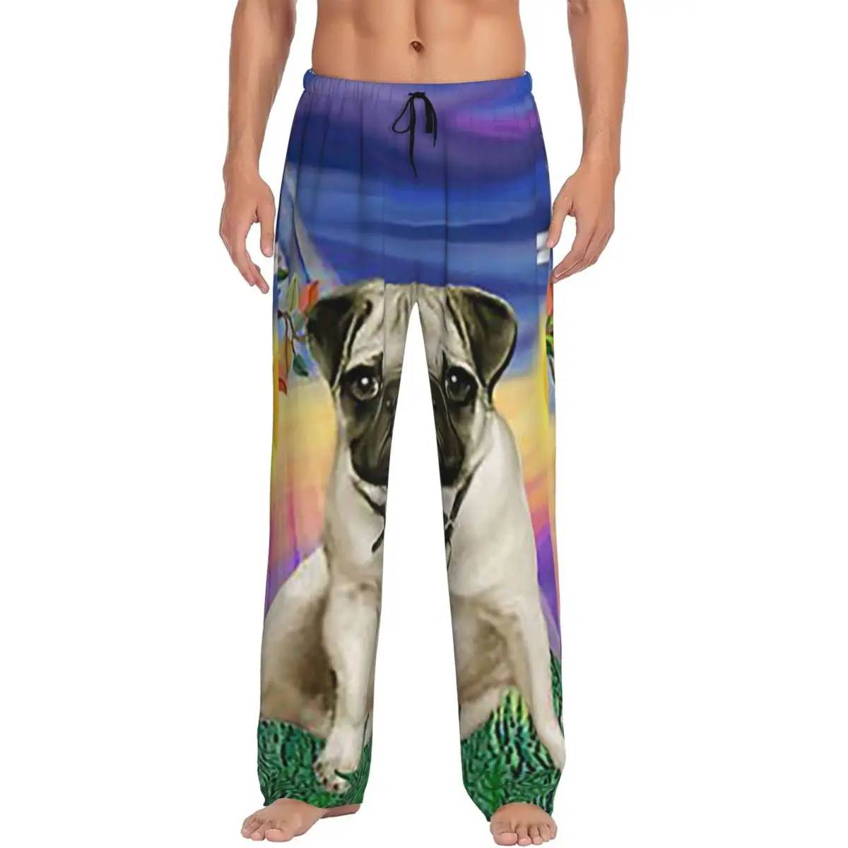 

Custom Twilight With A Pug Pajama Pants Men Sleepwear Sleep Lounge Bottoms with Pockets