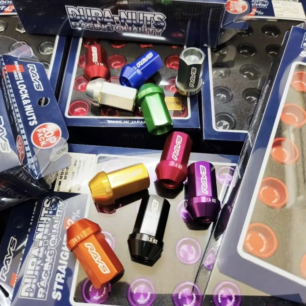 RAYS Anti Theft Wheel Lock Nuts 20Pcs M12x1.5 M14x1.5 Conical Seat Racing Lug Nuts Screws Car Accessories