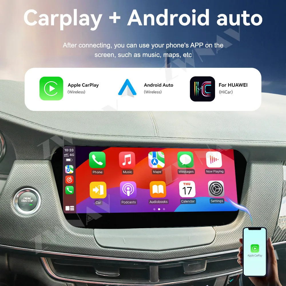 Qualcomm Android 13 Carplay 12.3 inch Touch Screen Diamond-shape For Cadillac CT6 2019-2023 Car GPS Navi Autoradio Player Stereo