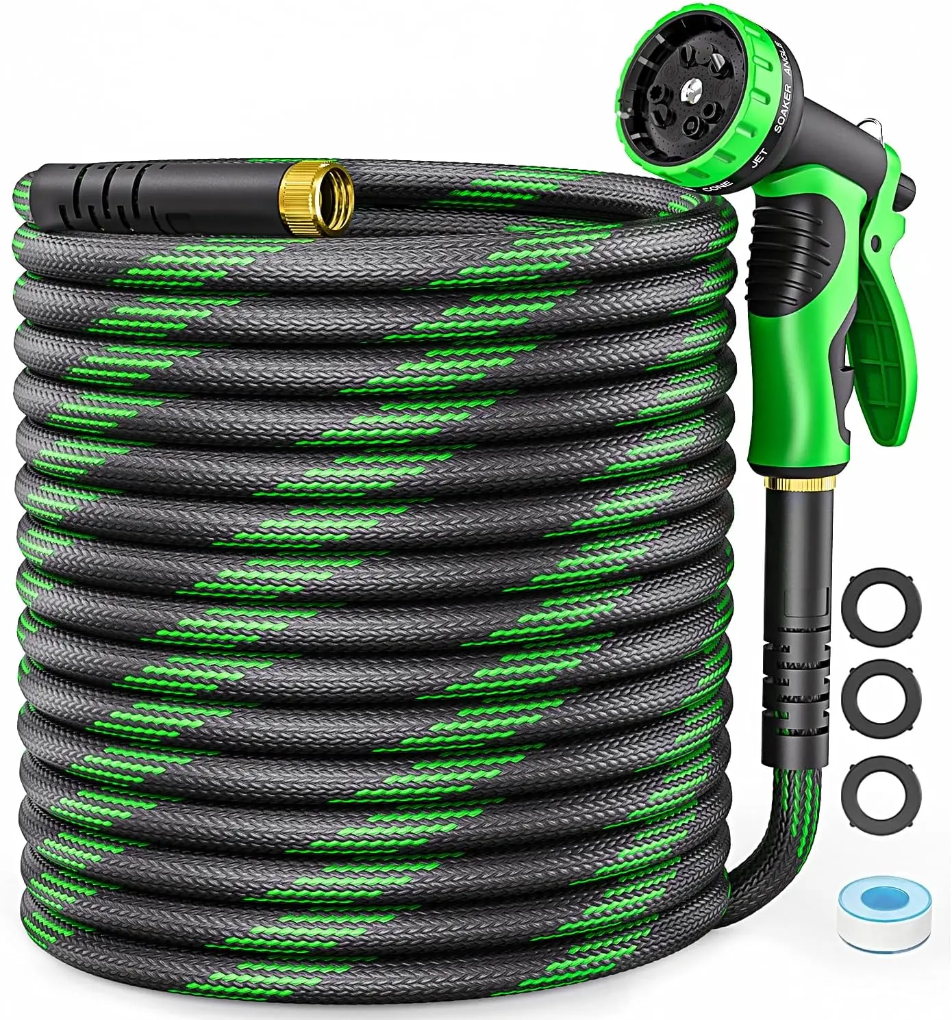 

125FT Heavy-Duty Garden Hose, Non-Expandable & Kink-Free, Lightweight, 10-Function Nozzle, Leak-Proof, All-Weather Flexible for Lawn & Car