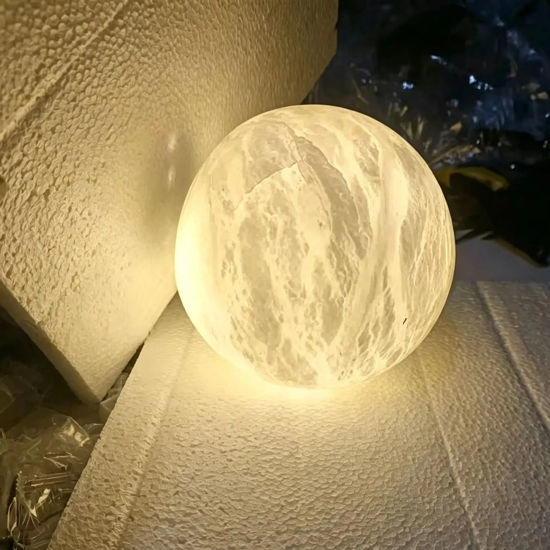 Natural Alabaster LED Wall Lamp Nordic Round Alabaster 3000K White Light Bedroom Living Room Home Decor Ball Marble Wall Light