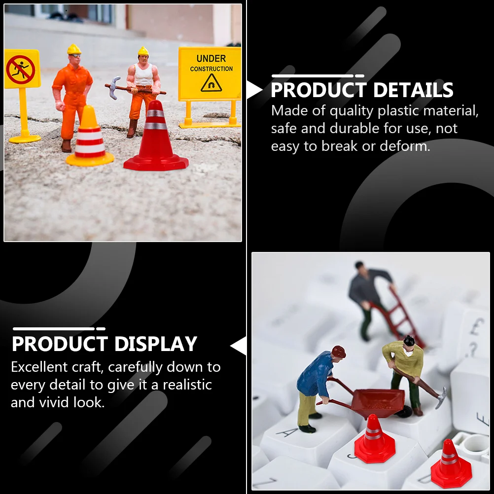60 Pcs Roadblock Sign Miniature Traffic Cones The Small Signs Model Simulation Toys