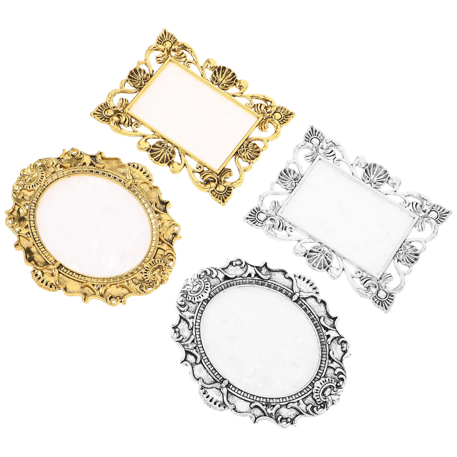 

4pcs Nail Art Palette Vintage Style Square Oval Resin Mixing Dish Color Display Board For Nail Polish Manicure Tools