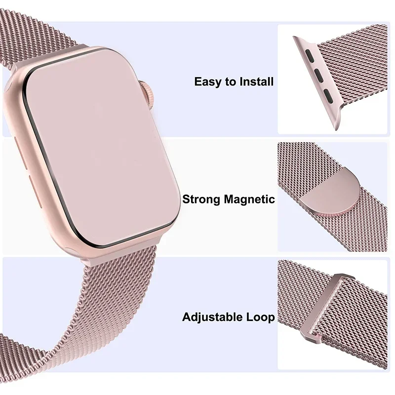 Pasek z pętlą mediolańską do zegarka Apple UItra 9 8 7 6 5 4 45 mm 44 mm 41 mm 40 mm Metalowy magnetyczny pasek z podwójną sekcją iWatch 10 42 mm 46 mm