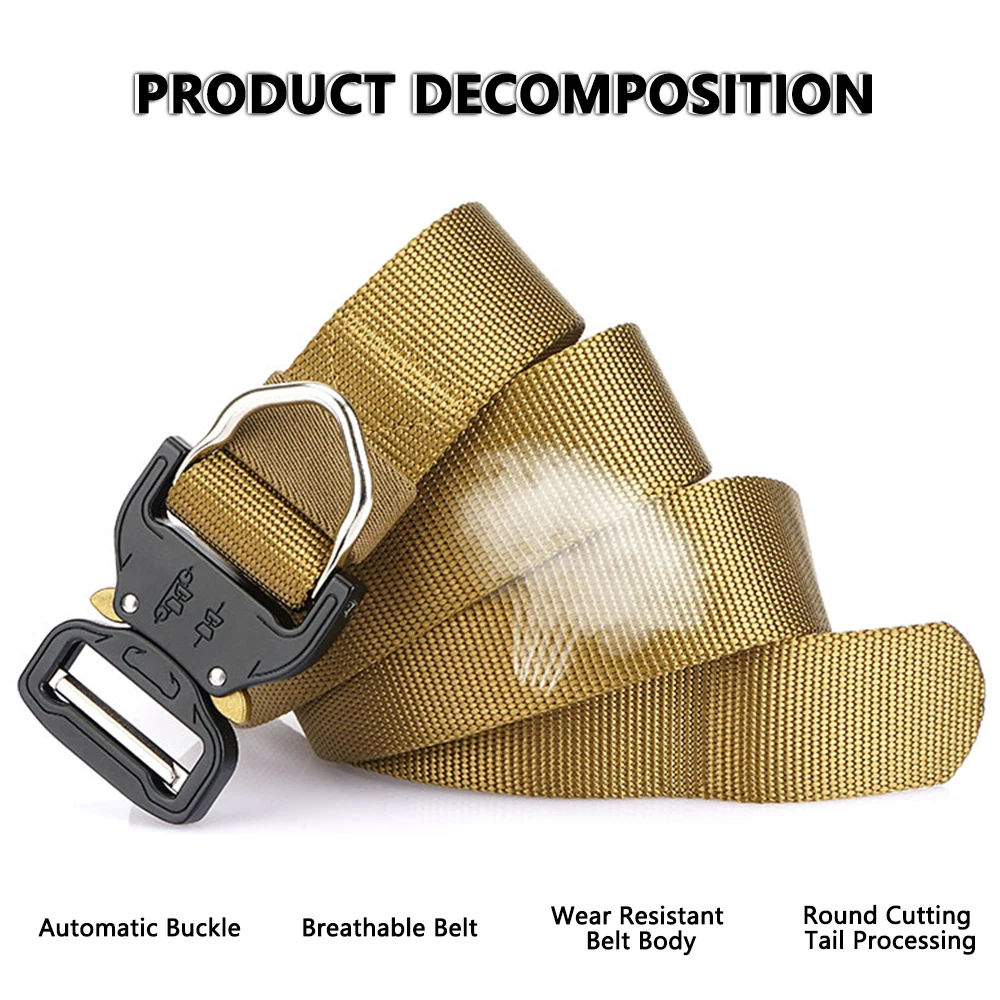 TUSHI Neue Taktische Gürtel Gewebt Langlebig Automatische Schnalle Männer Gürtel Armee Outdoor Jagd Multifunktionale Nylon Gürtel Mann Hosen Gürtel – Detail 11