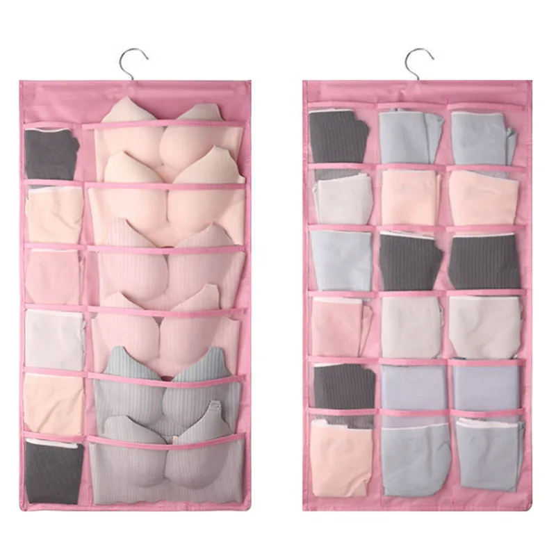 Closet Hanging Organizer Dual Sided Wardrobe Storage Bags Organize Accessories For Bra Underwear Underpants Socks