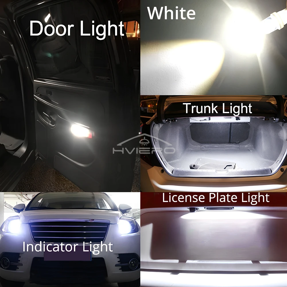 2Pcs T10 LED Bulbs DC 12V White Blue RGB 1Smd Auto Wedge Light Side Dashboard Number Plate Lamping Dome Signal Lamp Trunk Lights