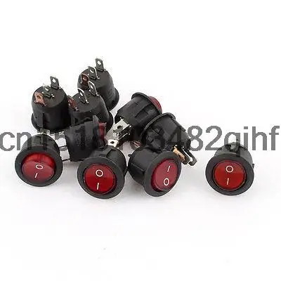 

10 Pcs AC 250V 6A AC 125V 10A 3 Pin Round ON/OFF SPST Boat Rocker Switch
