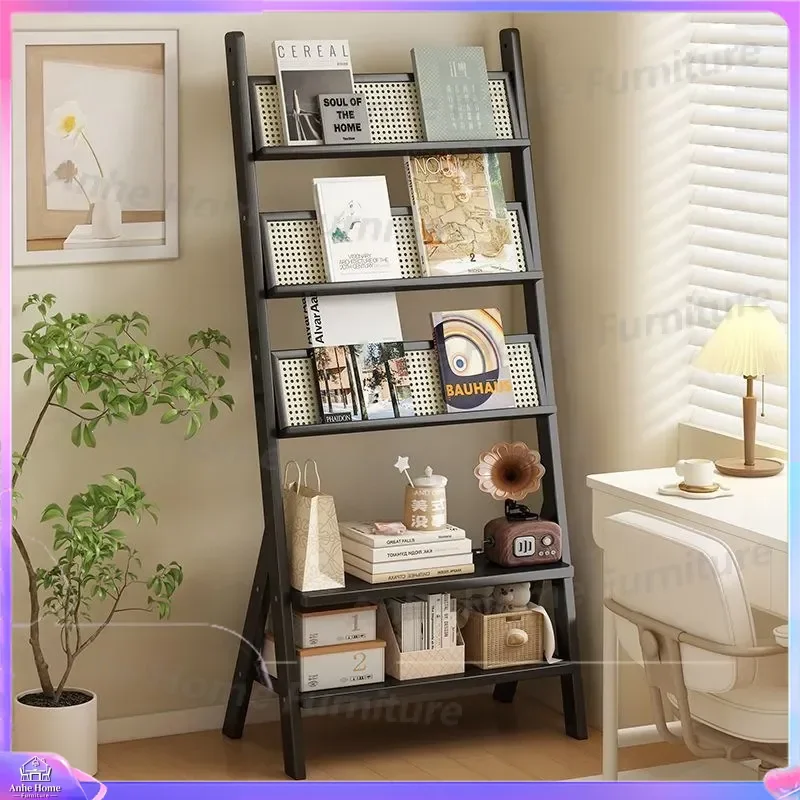Solid Wood Bookshelf Floor to Ceiling Bookcase Vintage Multi Layer Display Cabinet Living Room Bedroom Wall Storage Shelf