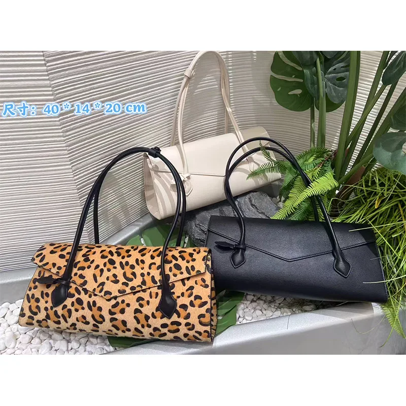 

2026 Новая роскошная дизайнерская женская сумка Y2K Высококачественная искусственная кожа с леопардовым принтом Черная сумка через плечо Модная шикарная сумка через плечо со рюшами