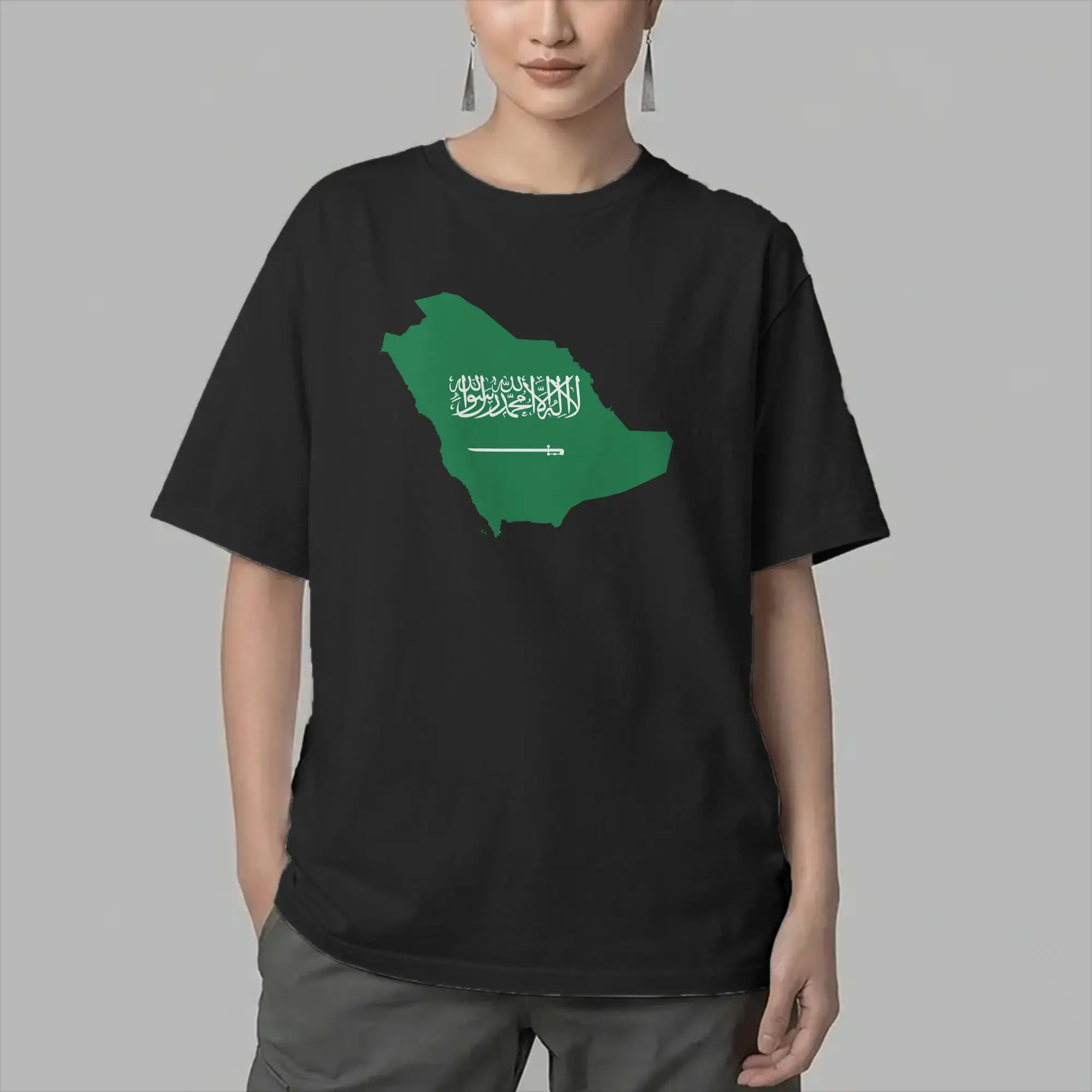 Saudi Arabia Flag T-Shirts Men Saudi National Day Vintage Cotton Tee Shirt Crewneck Short Sleeve T Shirt Birthday Gift Clothing