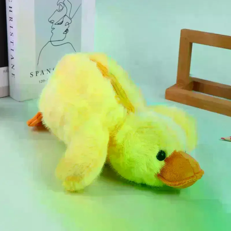 /&/Cute Yellow Duck Plush Pencil Case Soft Stuffed Animal Pen Bag Multifunctional Pencil Case For Kids Students Stationery Gifts