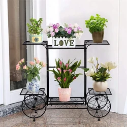 Grande Metal Flower Stand Indoor Garden Cart Plant Holder Plantas Ferro Forjado Display Shelf Rack Outdoor Decoração