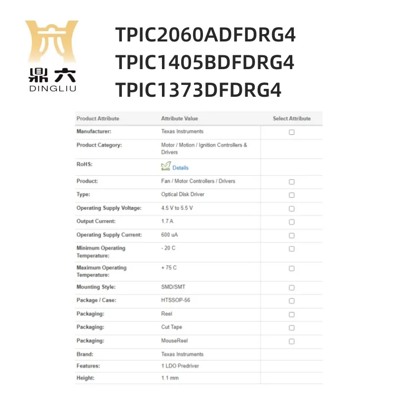 Controladores Drivers HTSSOP-56, TPIC2060ADFDRG4, TPIC1405BDFDRG4, TPIC1373DFDRG4