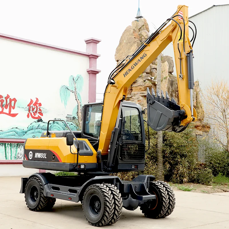 Wheel Excavator Multifunction Hydraulic Digger 8Ton Medium Large Earth-Moving Excavator With Assistive Device Customized Tools